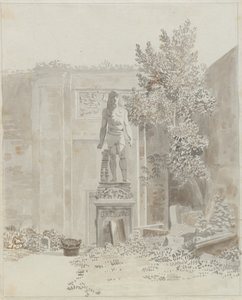 Romeins antiek standbeeld in Egyptische stijl, vermoedelijk in de tuin van Palazzo Barberini