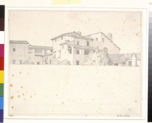 Romeinse huizen, gezien over een muur