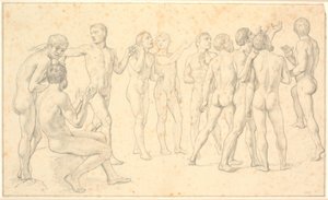 Studie van een groep naakte mannen