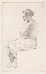 Studie van een zittende halfnaakte vrouw door Christoffer Wilhelm Eckersberg