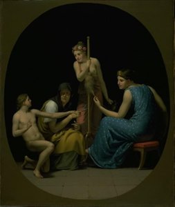 De Parcae: Clotho, Lachesis en Atropos spinnen de draad van het leven door Christoffer Wilhelm Eckersberg