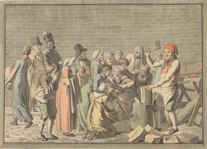 Uitdeling van brandhout aan de armen door Christoffer Wilhelm Eckersberg