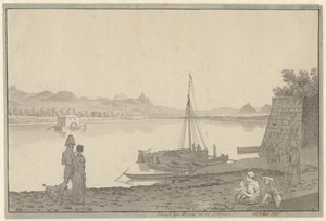 Uitzicht vanaf Bonn op de Rijn door Christoffer Wilhelm Eckersberg