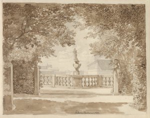 Uitzicht vanaf de tuin van Palazzo Barberini naar het paleis en de Quirinal, Rome door Christoffer Wilhelm Eckersberg