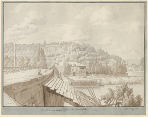 Uitzicht vanaf Sevres op de oude Seinebrug met het park in Saint Cloud op de achtergrond door Christoffer Wilhelm Eckersberg