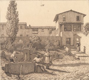 Uitzicht op een Italiaans dorp door Christoffer Wilhelm Eckersberg
