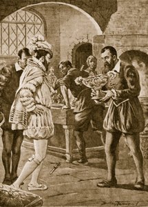 Francis I bezoekt Benvenuto Cellini in zijn werkplaats (litho)