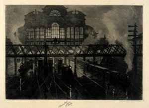 Grand Central Station bij nacht door C. F. William Mielatz