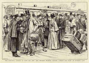 Het Episcopale Jubileum van Paus Leo XIII, de Engelse Pelgrims vertrekken naar Rome
