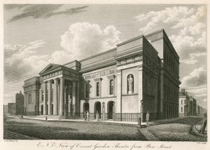 Buitenzicht noordoost van Covent Garden Theatre, Londen, vanaf Bow Street