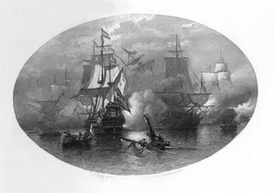 De zeeslag bij Sole Bay, 1672, ca. 1870 door Domenico del Barbiere