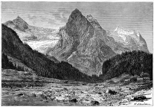 De Wellhorn en de Rosenlaui-gletsjer, Zwitserland, 19e eeuw door C. Laplante