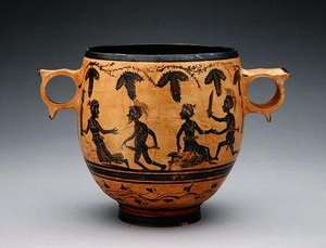 Skyphos met parodietaferelen, ca. 430-410 v.Chr.