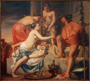De tronende Bacchus – Nimfen schenken Bacchus wijn in