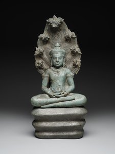 Boeddha Muchalinda, laat 12e-begin 13e eeuw (koperlegering) door Cambodian Cambodian