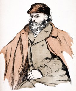 Illustratie portret van Paul Cezanne (1839 - 1906), Franse kunstenaar en post-impressionistische schilder door Camille (after) Pissarro