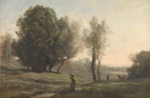 Landschap Souvenir van Les Landes door Camille Corot