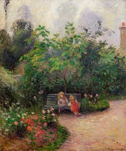 Een Hoek van de Tuin bij de Hermitage, Pontoise, 1877 door Camille Jacob Pissarro