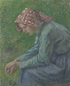 Een Zittende Boerin door Camille Jacob Pissarro