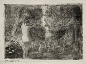 Bader en ganzen, 1895 door Camille Jacob Pissarro