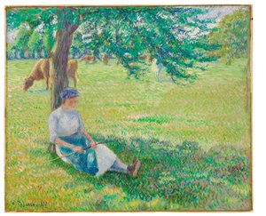 Cowgirl, Eragny, 1887 door Camille Jacob Pissarro