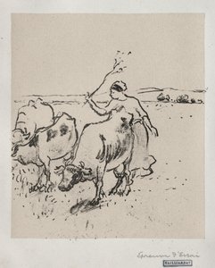 Koeherder door Camille Jacob Pissarro