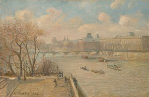 Het Louvre vanaf de Pont Neuf door Camille Jacob Pissarro