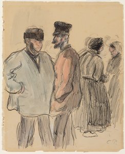 Groep Mensen op de Markt, Gisors door Camille Jacob Pissarro