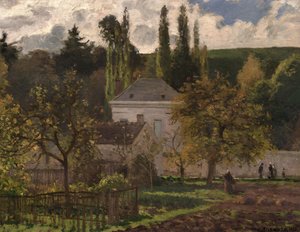 Huis in de Hermitage, Pontoise, 1873 door Camille Jacob Pissarro