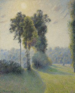 Landschap bij Saint-Charles, nabij Gisors, Zonsondergang door Camille Jacob Pissarro
