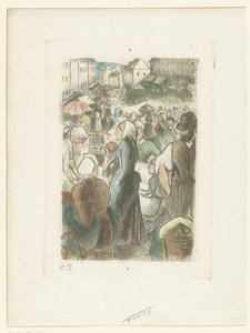 Markt in Gisors door Camille Jacob Pissarro
