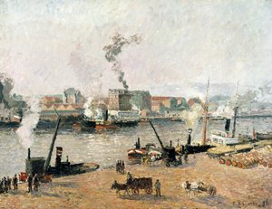 Mistige ochtend, Rouen door Camille Jacob Pissarro