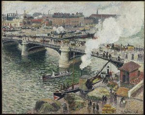 Pont Boieldieu in Rouen, Vochtig Weer, 1896 door Camille Jacob Pissarro