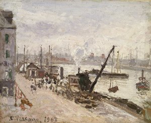 Kade in Le Havre, 1903 door Camille Jacob Pissarro