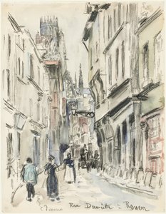 Rue Damiette, Rouen, ca. 1884 door Camille Jacob Pissarro