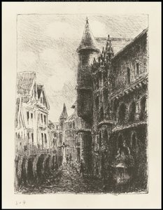 Rue Saint-Romain, Rouen, 1e plaat, 1896 door Camille Jacob Pissarro