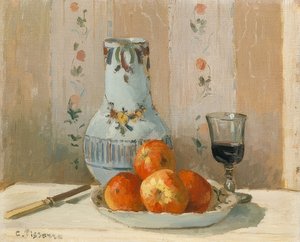 Stilleven met appels en kruik door Camille Jacob Pissarro