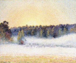 Zonsondergang en Mist bij Eragny, 1891