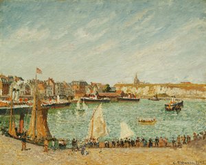 De Middagzon, Buitenhaven van Dieppe door Camille Jacob Pissarro