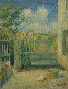 De Binnenplaats van Maison Rondest, Pontoise door Camille Jacob Pissarro