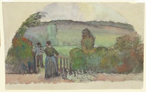 Het ganzenmeisje, ca. 1895 door Camille Jacob Pissarro