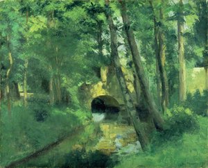 De kleine brug, Pontoise, 1875 door Camille Jacob Pissarro