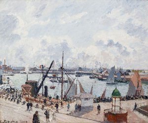 De Buitenhaven van Le Havre. Ochtend. Zon door Camille Jacob Pissarro