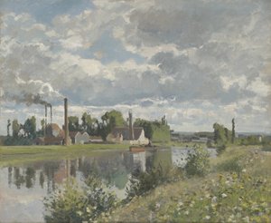 De rivier Oise bij Pontoise, 1873 door Camille Jacob Pissarro