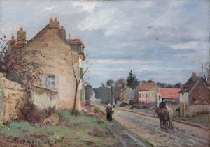 De weg naar Louveciennes; La route de Louveciennes, 1872 door Camille Jacob Pissarro
