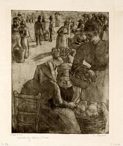 De groentemarkt in Pontoise, 1891