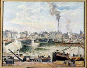 De grote brug van Rouen door Camille Jacob Pissarro
