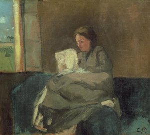 Vrouw Leest door Camille Jacob Pissarro