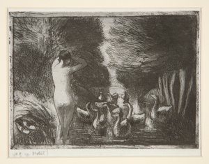 Baigneuse aux oies (Bader met ganzen) door Camille Pissarro