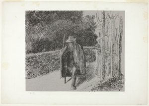 Bedelaar met kruk door Camille Pissarro
